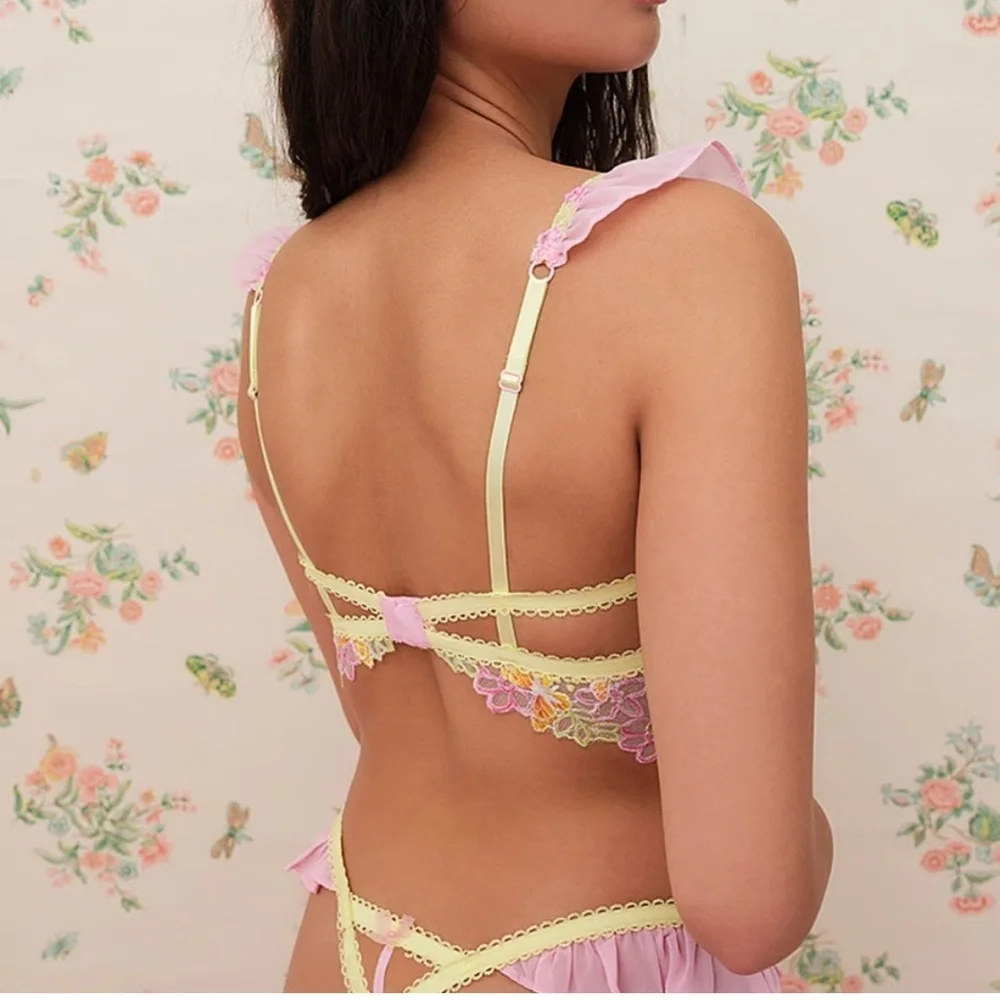 For Love And Lemons Sunset Butterfly Ruffle Bralette